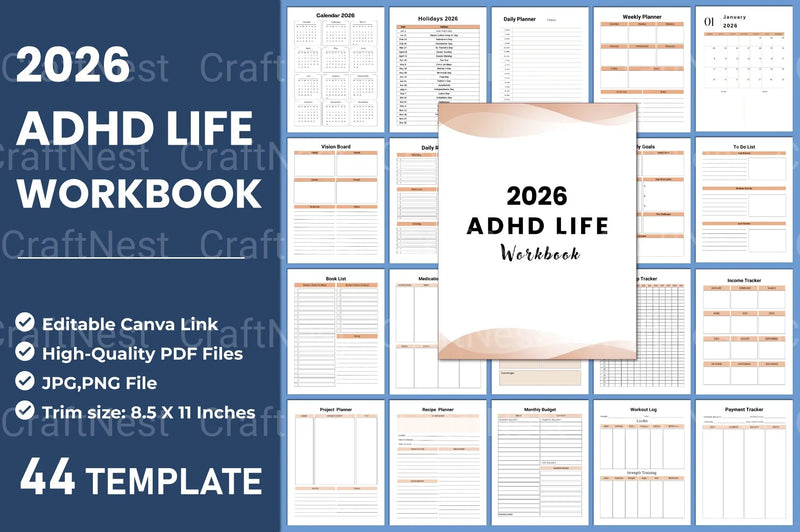 ADHD Life Planner for Better Organization - CraftNest - Digital Crafting and Art