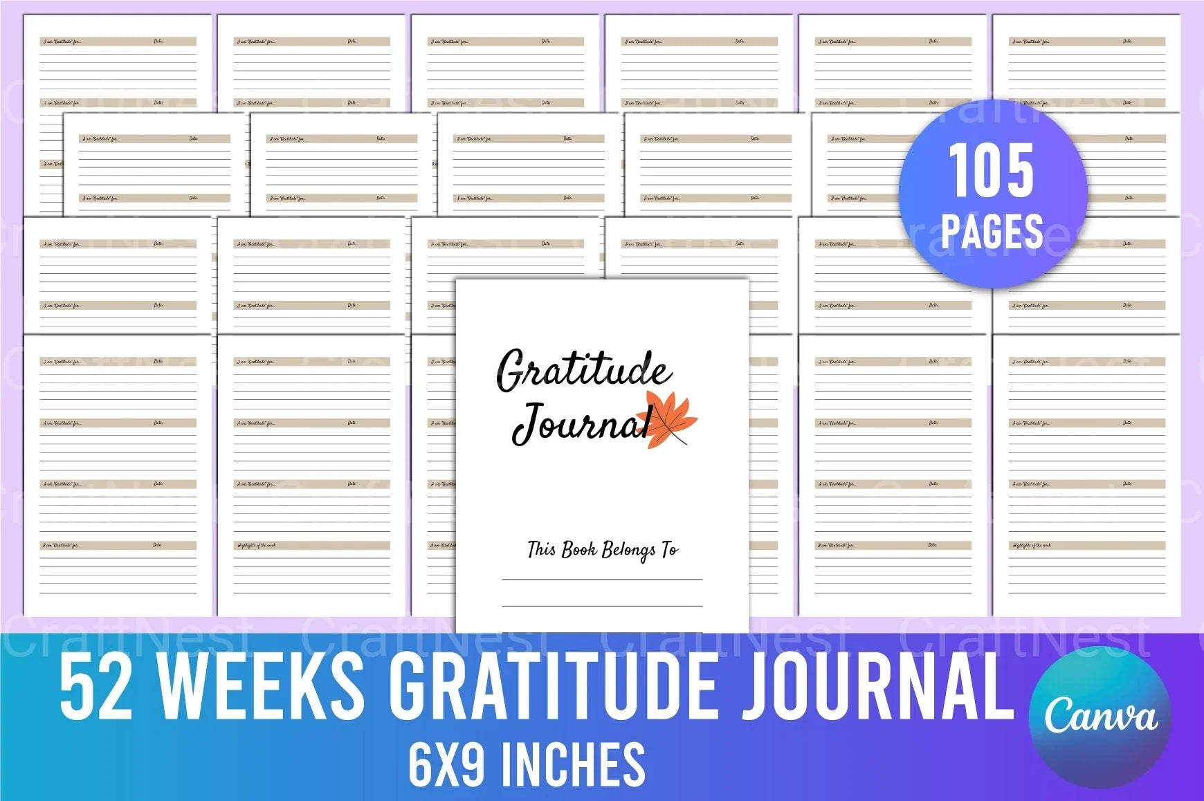 Gratitude Journal: 52-Week Guide - CraftNest - Digital Crafting and Art