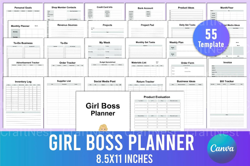 Girl Boss Planner: Empower Your Productivity - CraftNest - Digital Crafting and Art