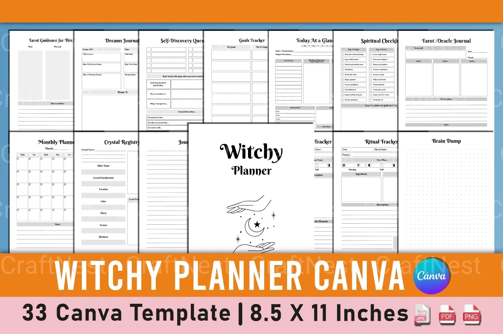 Witchy Planner Canva Template - CraftNest - Digital Crafting and Art