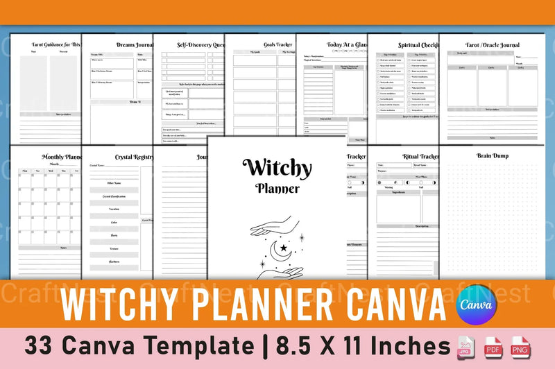 Witchy Planner Canva Template - CraftNest - Digital Crafting and Art