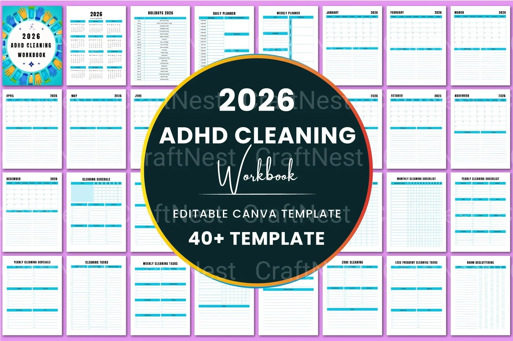 ADHD Cleaning Workbook for Effective Organization - CraftNest - Digital Crafting and Art