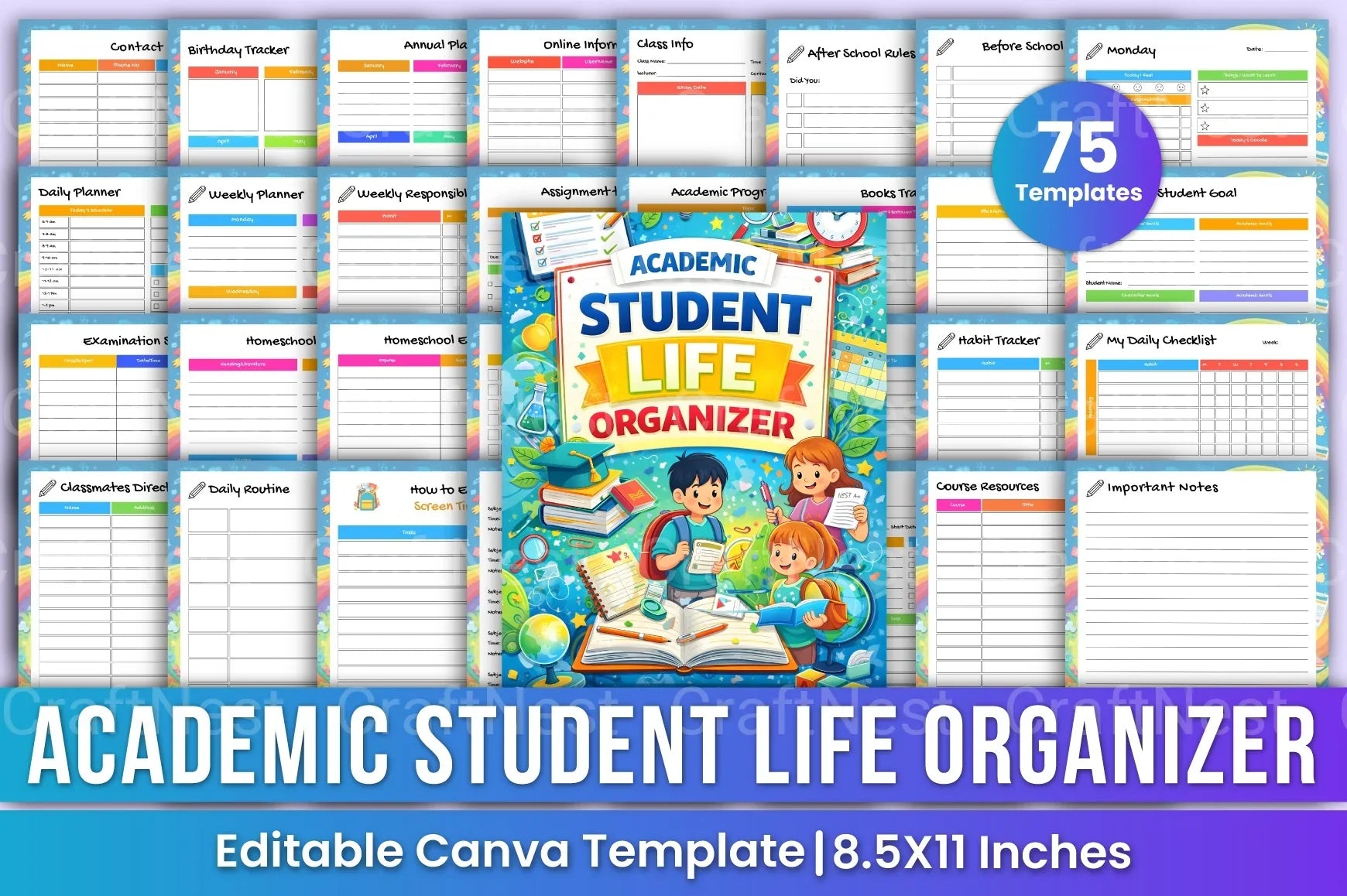 Academic Student Life Planner - CraftNest - Digital Crafting and Art