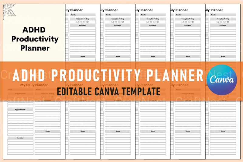 ADHD Productivity Planner - CraftNest - Digital Crafting and Art