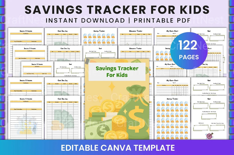 Kids Savings Tracker: Fun & Easy Money Management - CraftNest - Digital Crafting and Art
