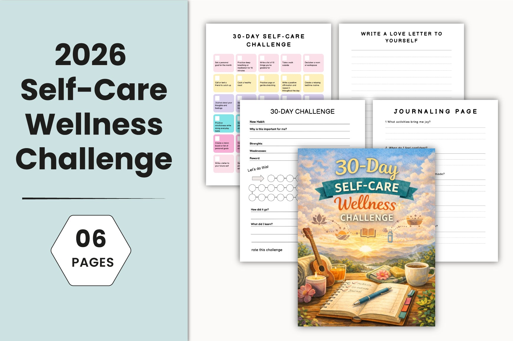 Day Self-Care Wellness Challenge Planner