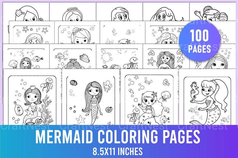 Cute Mermaid Coloring Page - CraftNest - Digital Crafting and Art