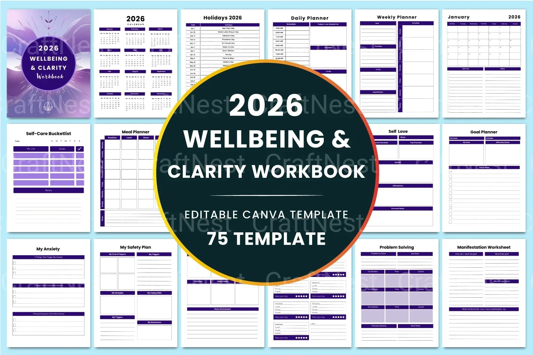 Wellbeing Clarity Workbook for Personal Growth - CraftNest - Digital Crafting and Art