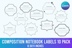 Customizable Composition Notebook Labels - CraftNest - Digital Crafting and Art
