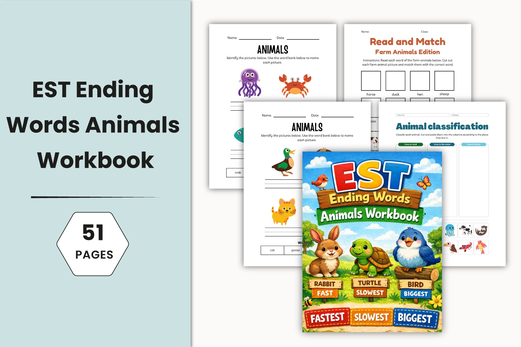 Ending Words Animals Workbook