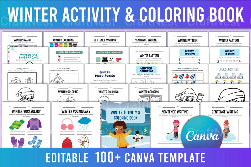 Winter Activity Coloring Book for Kids - CraftNest - Digital Crafting and Art