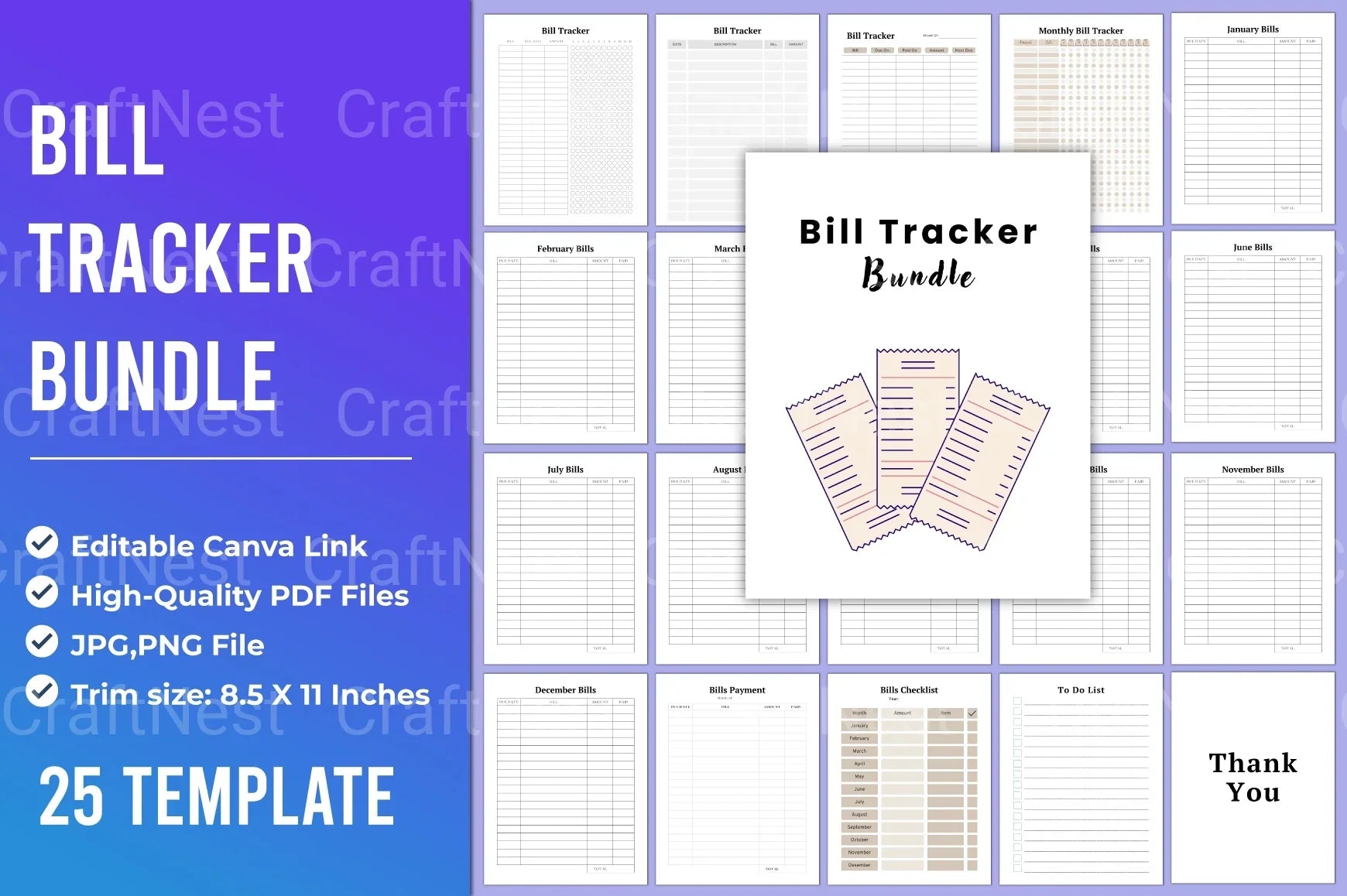 Bill Tracker Tool - CraftNest - Digital Crafting and Art