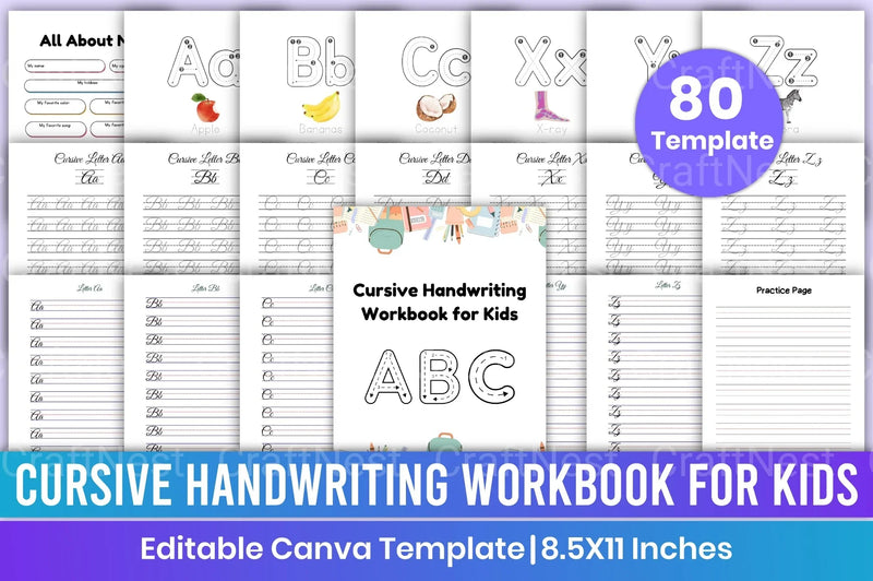 Cursive Handwriting Workbook for Kids - CraftNest - Digital Crafting and Art