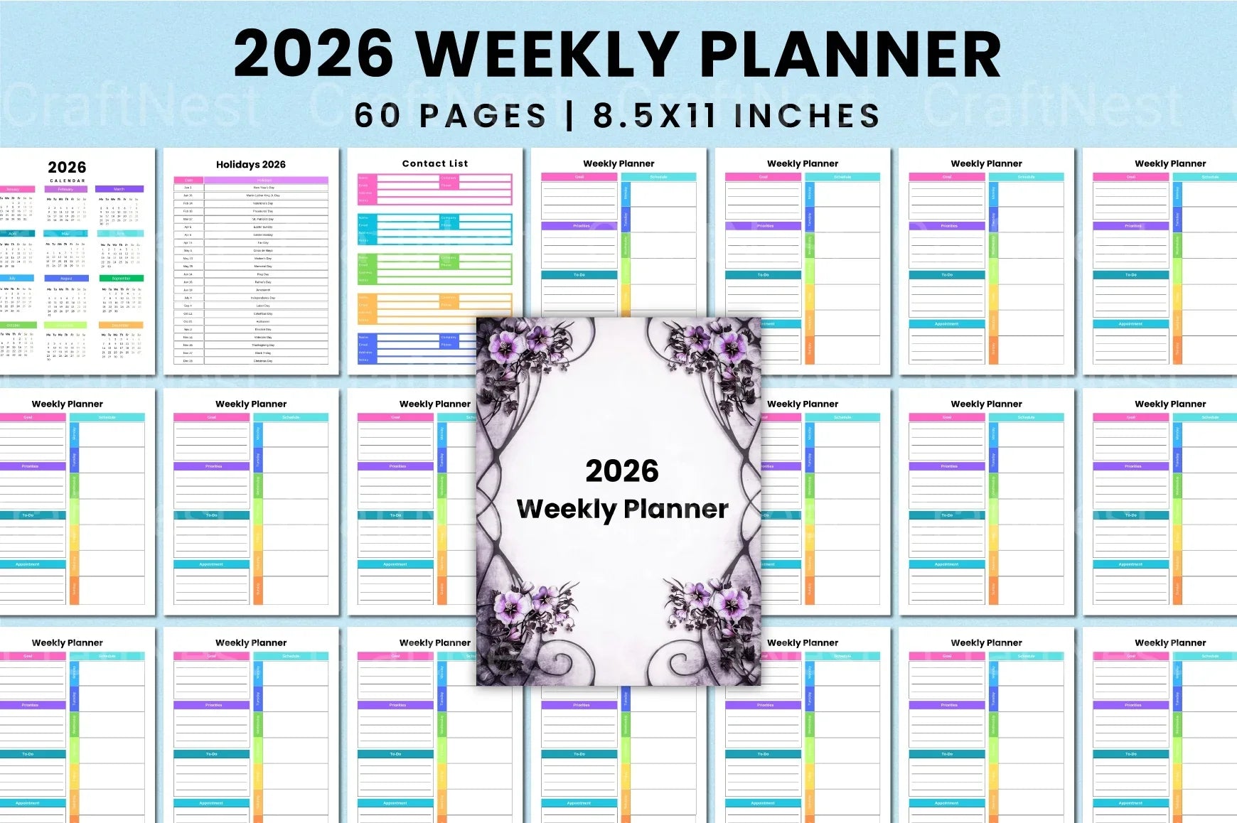 Weekly Planner Template - CraftNest - Digital Crafting and Art