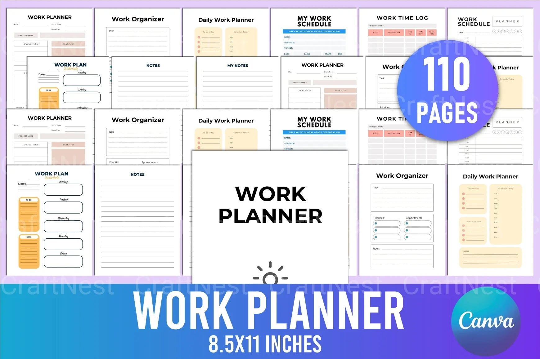Work Planner Template - CraftNest - Digital Crafting and Art