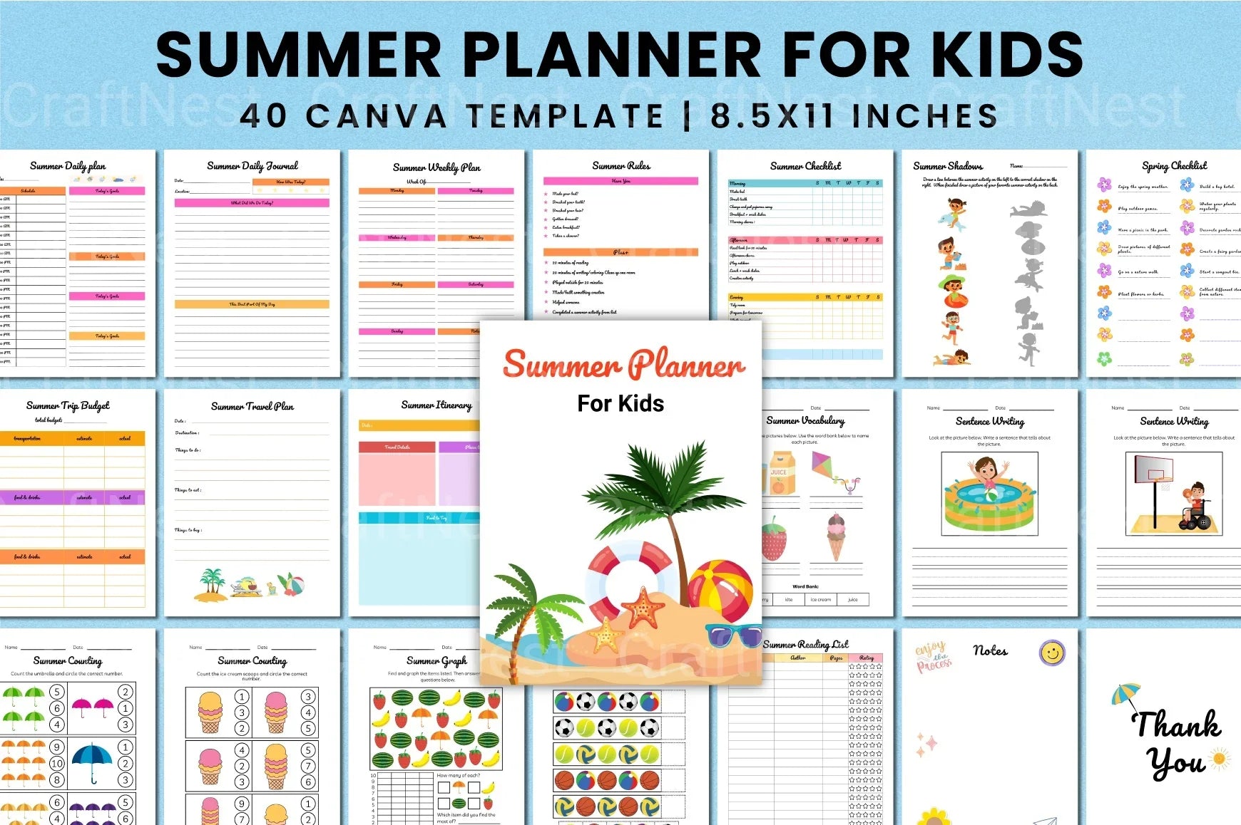 Summer Planner for Kids - CraftNest - Digital Crafting and Art