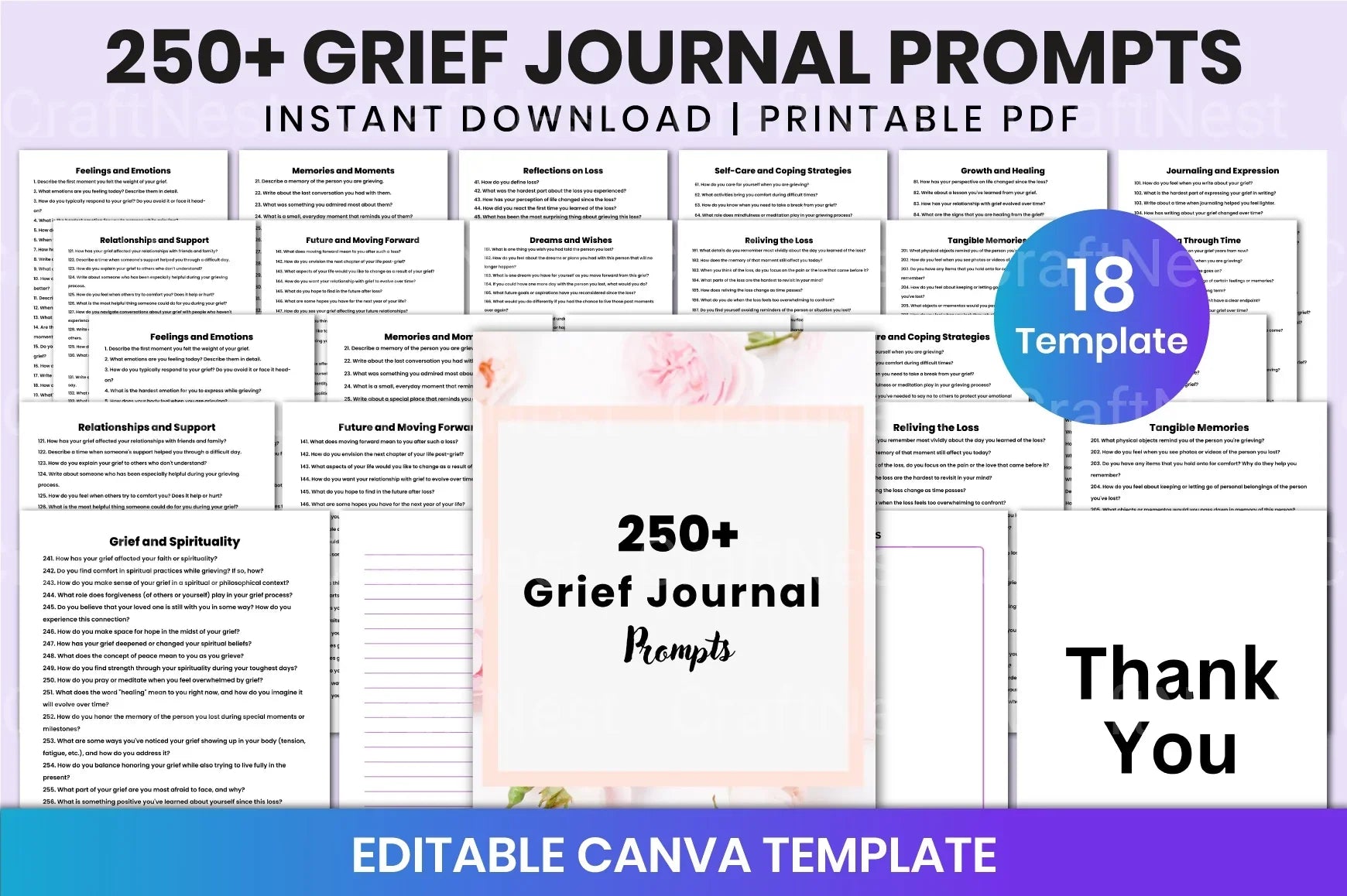 250 Grief Prompts for Healing and Reflection - CraftNest - Digital Crafting and Art