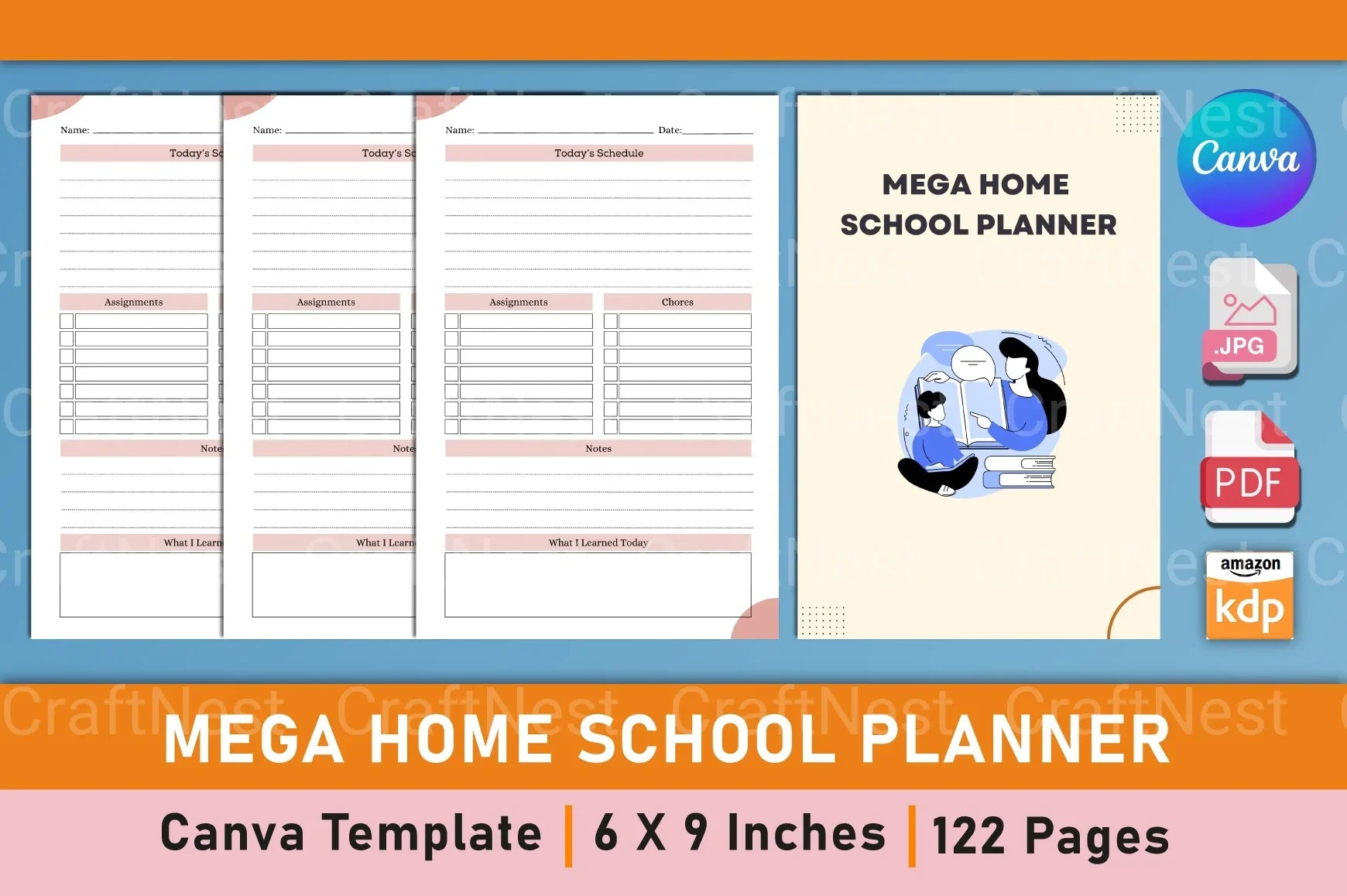 Mega Home School Planner Canva Template - CraftNest - Digital Crafting and Art