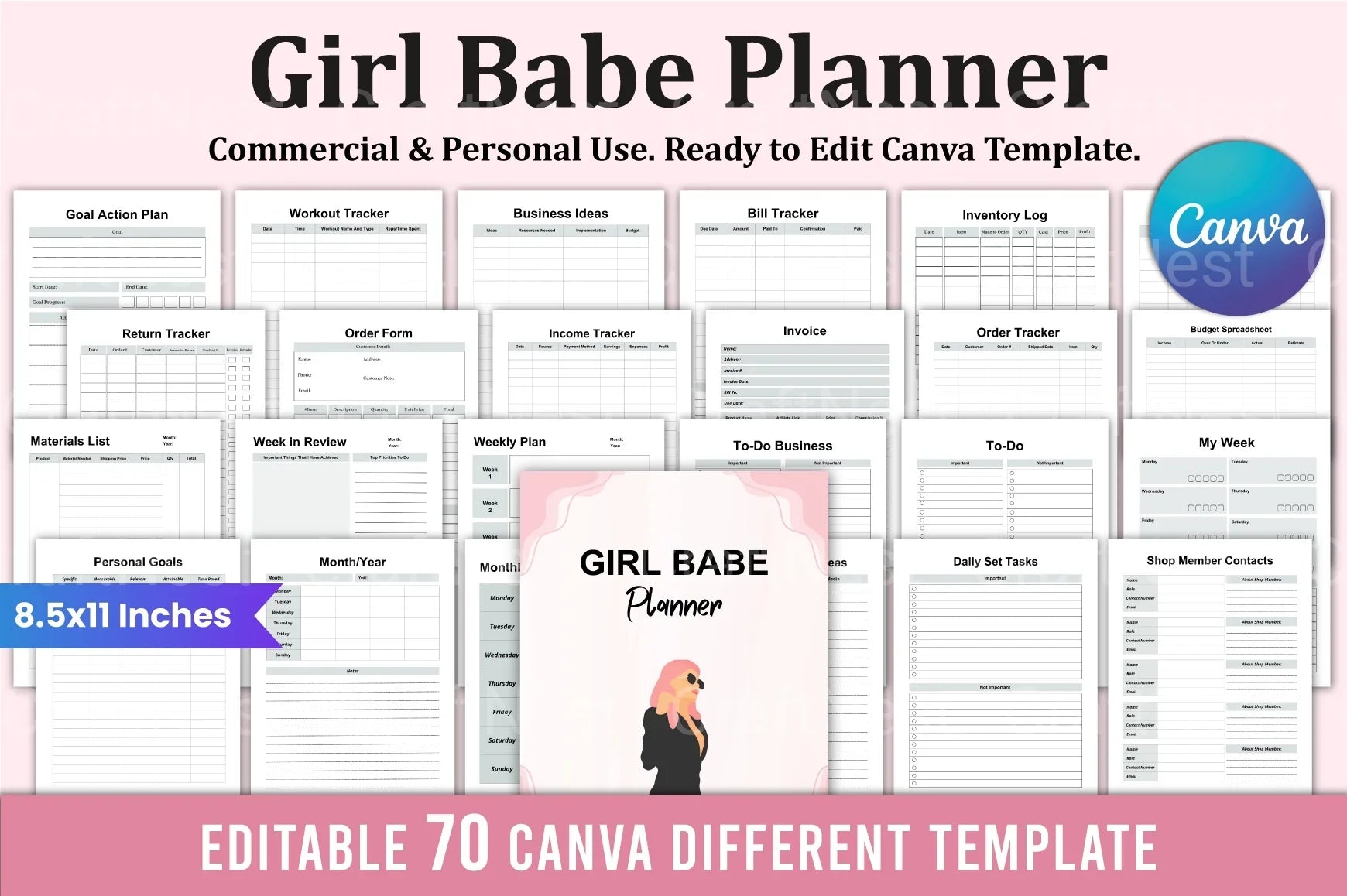 Girl Babe Planner: Stylish & Functional Organizer - CraftNest - Digital Crafting and Art