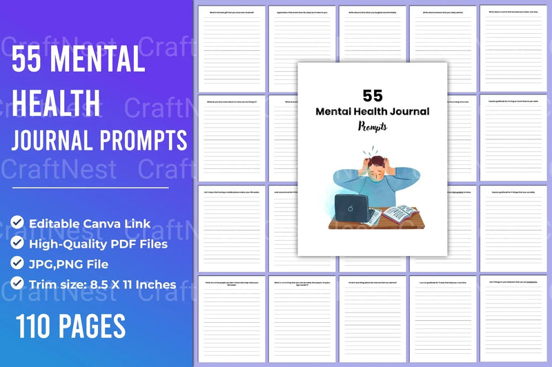 Mental Health Prompts for Wellness - CraftNest - Digital Crafting and Art