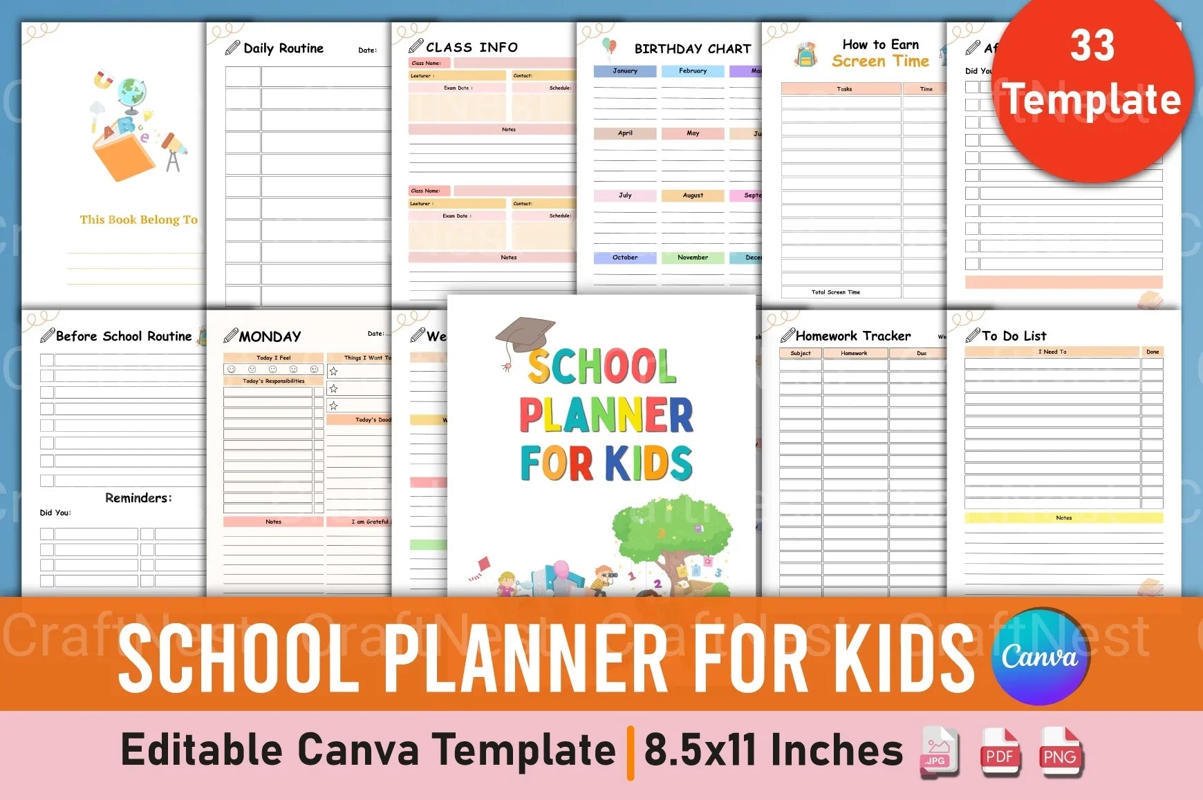 School Planner for Kids - CraftNest - Digital Crafting and Art