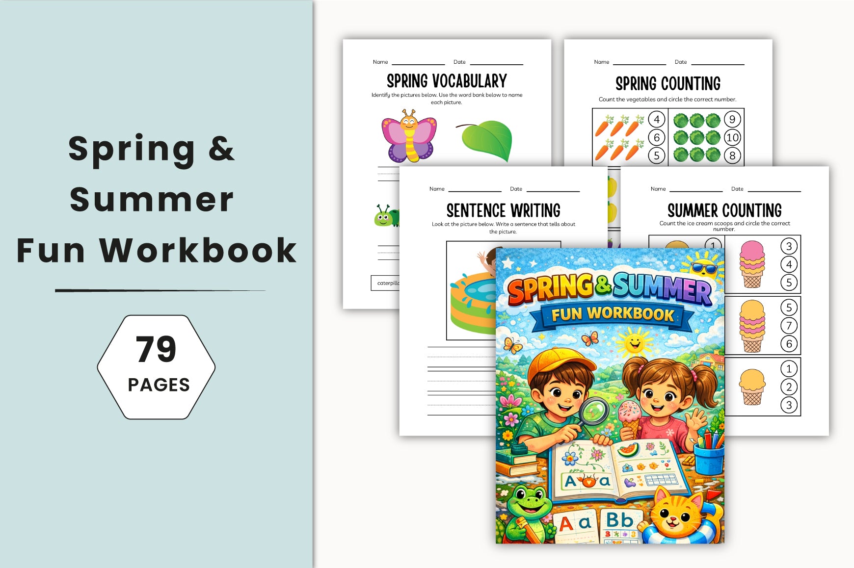 Spring Summer Fun Workbook for Kids