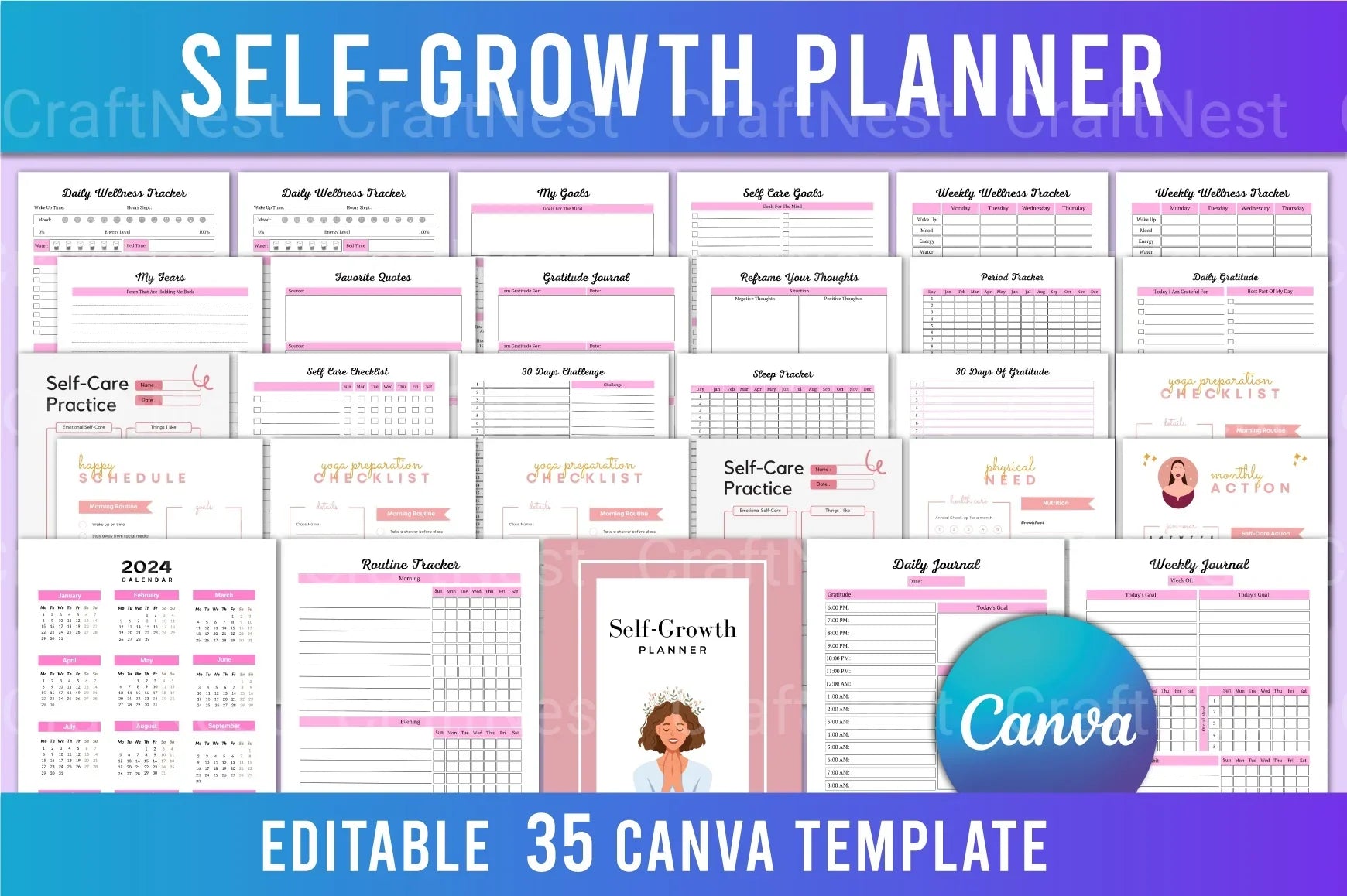 Self Growth Planner - CraftNest - Digital Crafting and Art