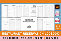 Restaurant Reservation Logbook Planner - CraftNest - Digital Crafting and Art
