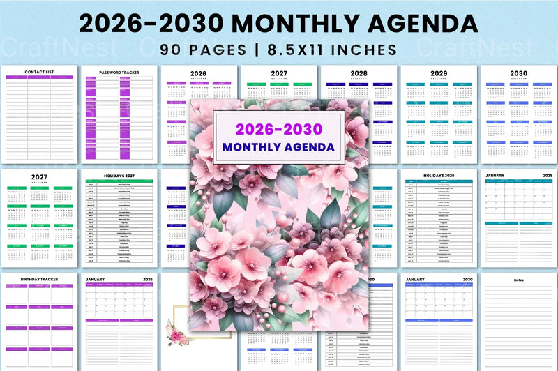 Monthly Agenda Planner - CraftNest - Digital Crafting and Art