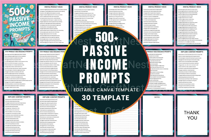 Esty Passive Income Prompts for Success - CraftNest - Digital Crafting and Art
