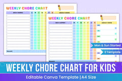 Weekly Chore Chart for Kids - CraftNest - Digital Crafting and Art
