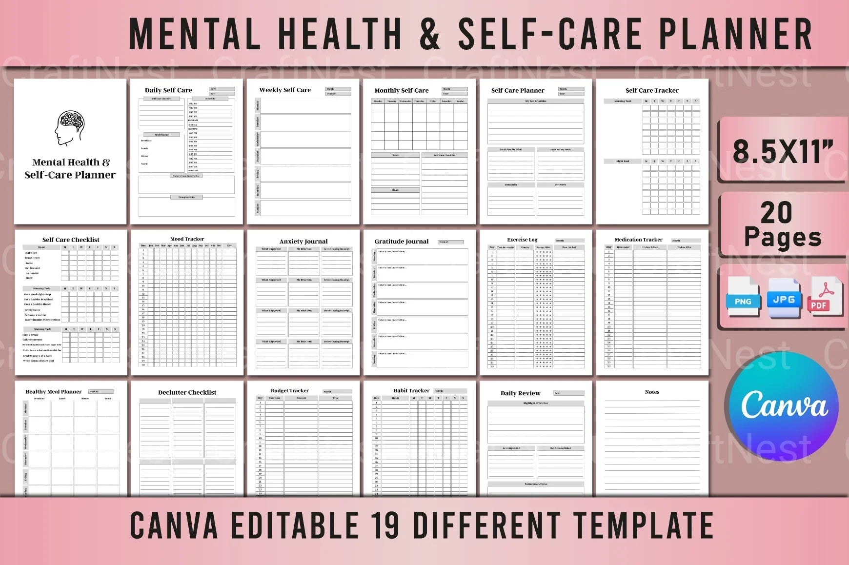 Mental Health Self-Care Planner - CraftNest - Digital Crafting and Art