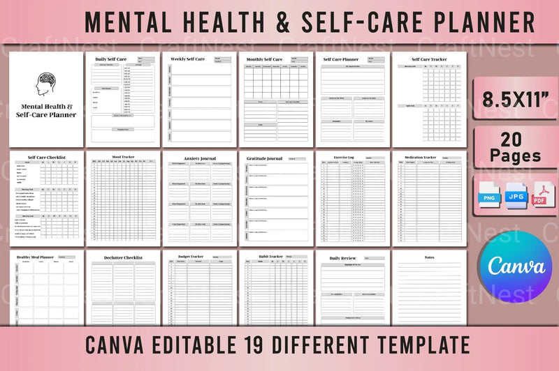 Mental Health Self-Care Planner - CraftNest - Digital Crafting and Art
