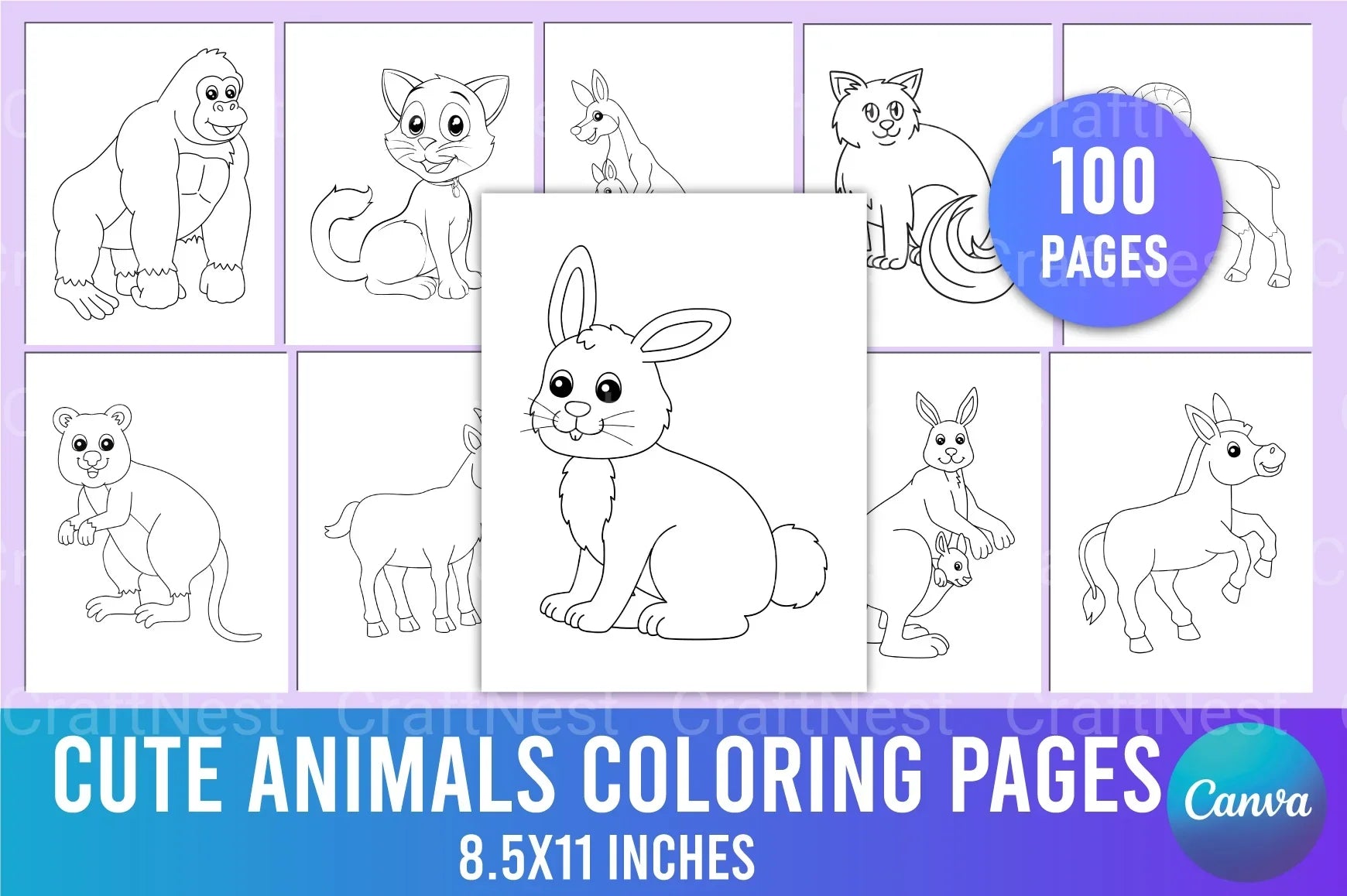 Cute Animals Coloring Book - CraftNest - Digital Crafting and Art