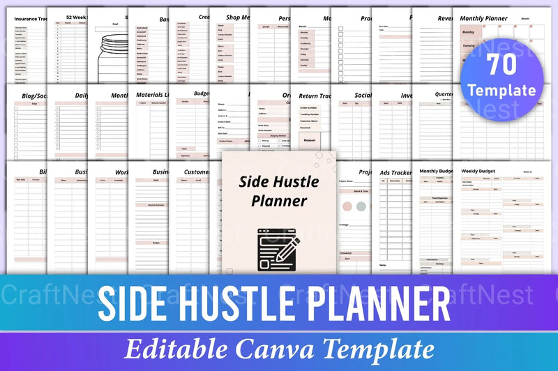 Side Hustle Planner Canva Template - CraftNest - Digital Crafting and Art