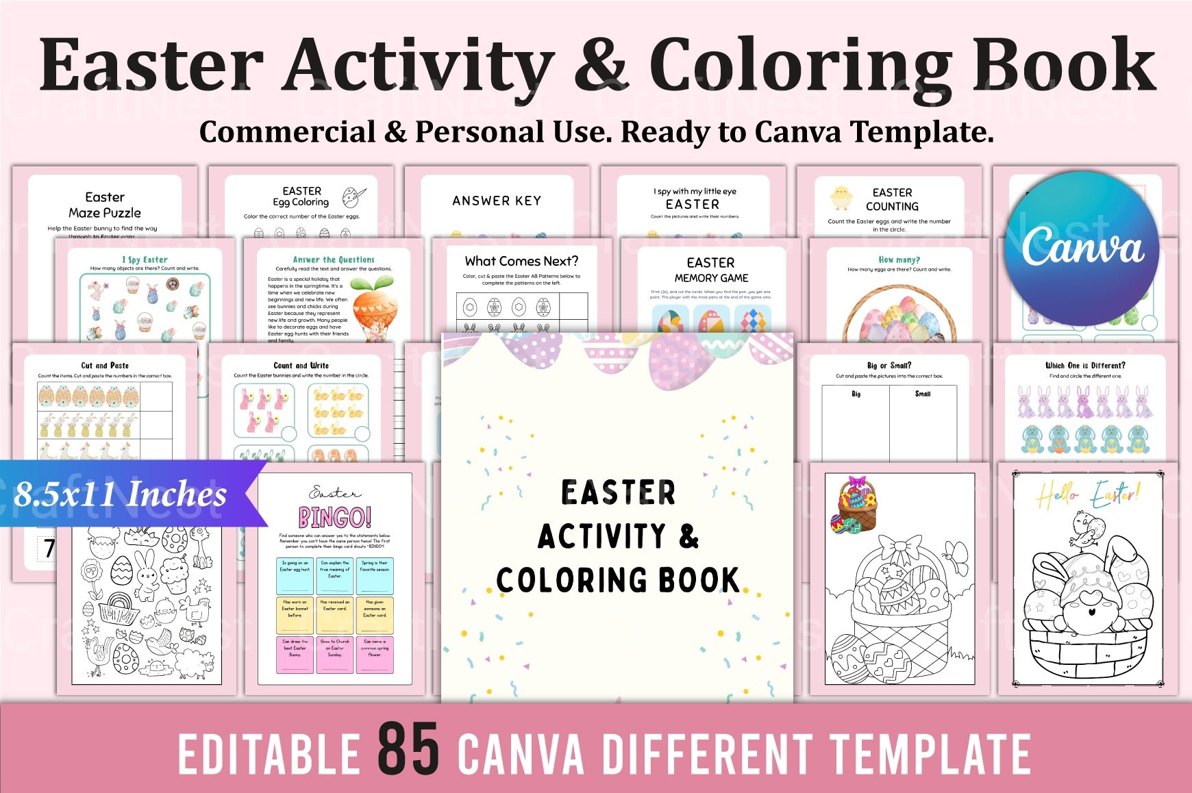 Easter Activity Coloring Book for Kids