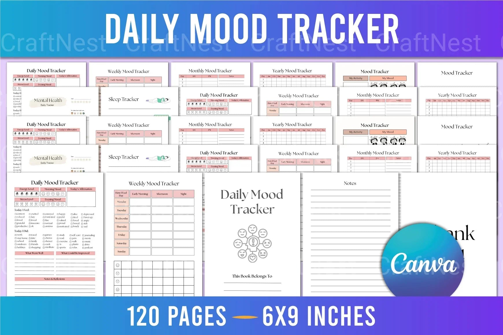 Daily Mood Tracker Template - CraftNest - Digital Crafting and Art