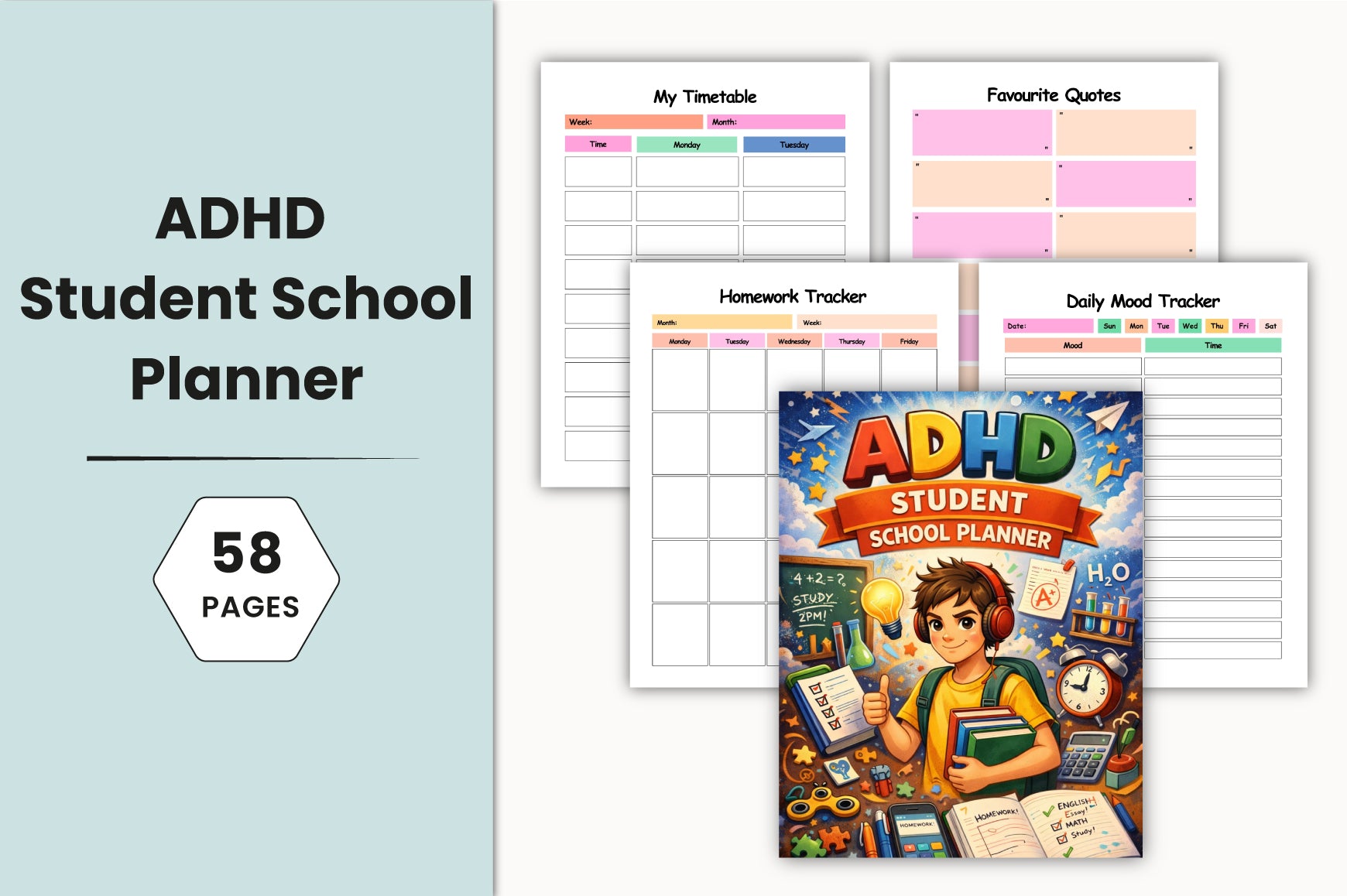 ADHD Student School Planner