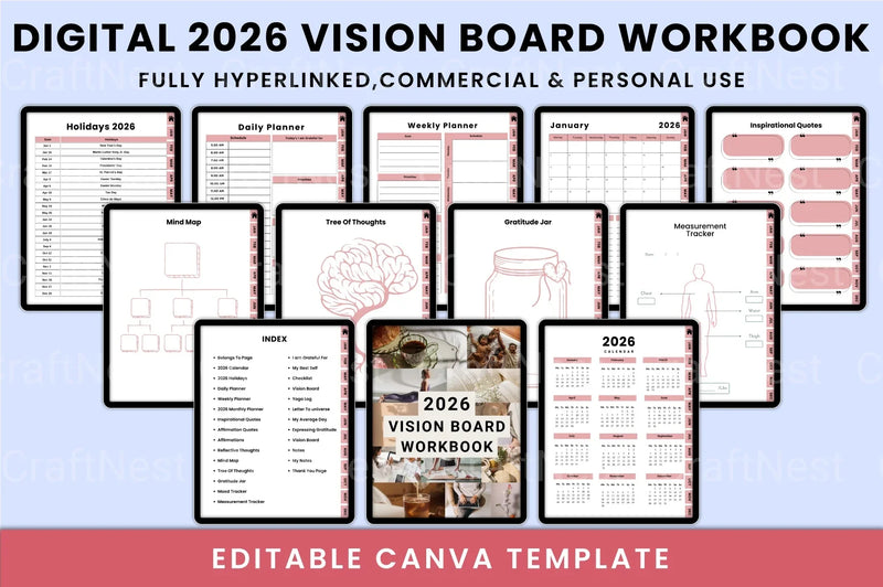 Vision Board Workbook for Goal Setting and Inspiration - CraftNest - Digital Crafting and Art