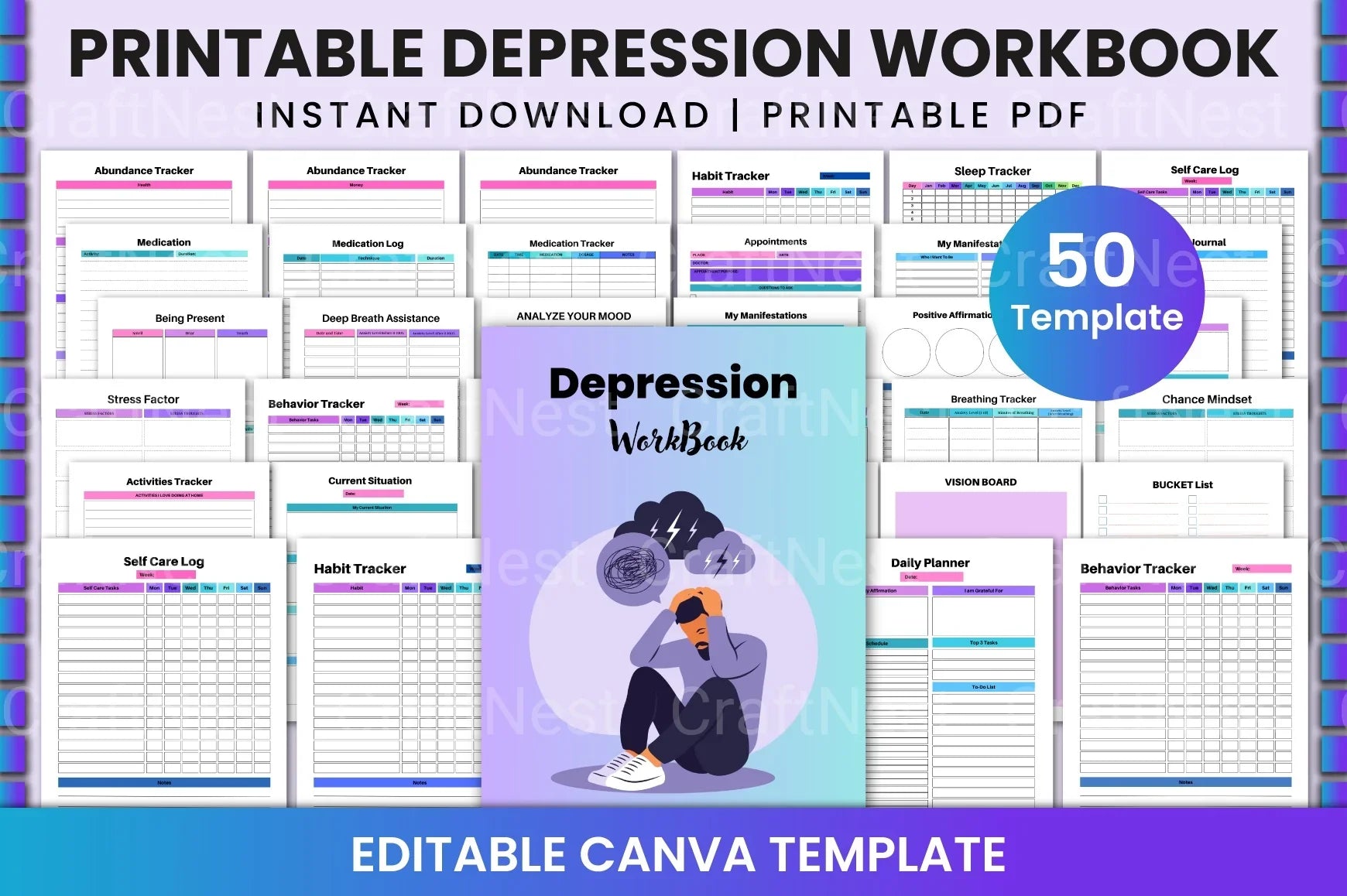 Depression Workbook: A Guide to Mental Wellness - CraftNest - Digital Crafting and Art