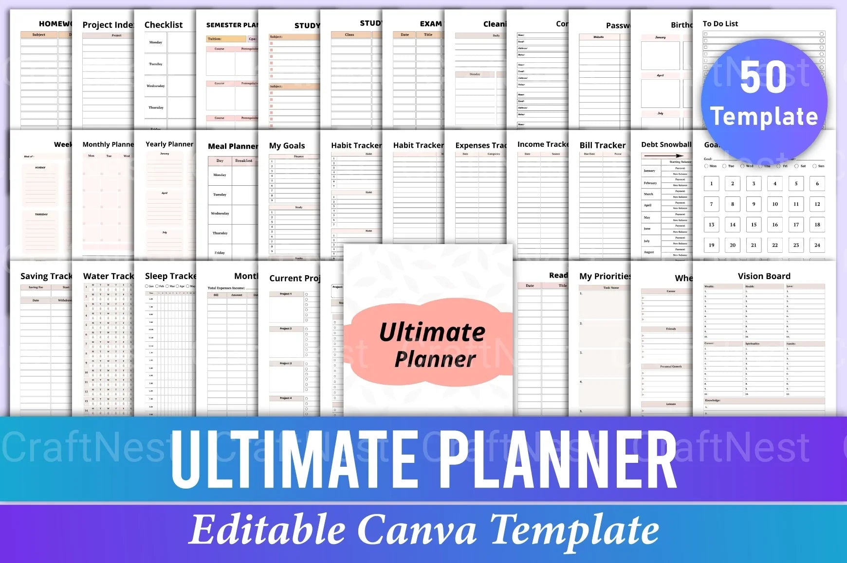 Ultimate Planner Template Canva - CraftNest - Digital Crafting and Art
