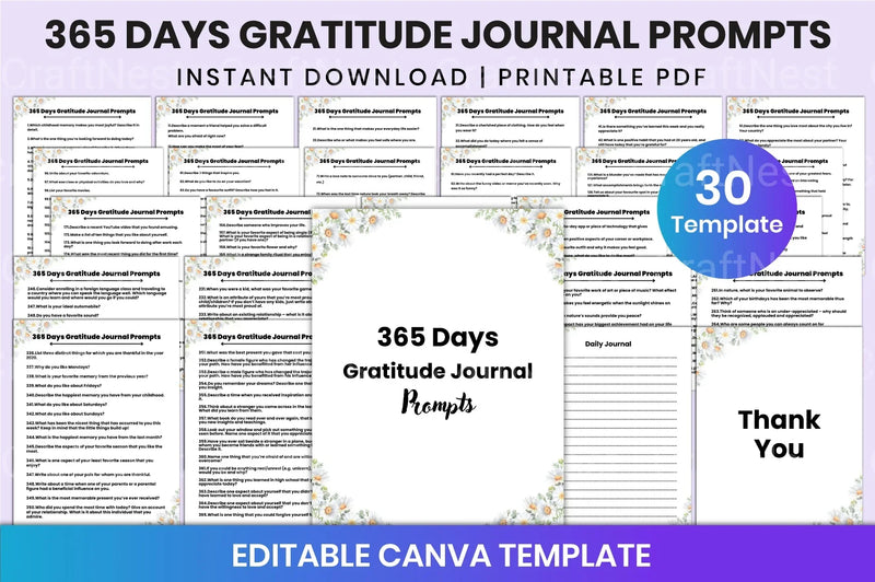 Daily Gratitude Prompts for Mindfulness - CraftNest - Digital Crafting and Art