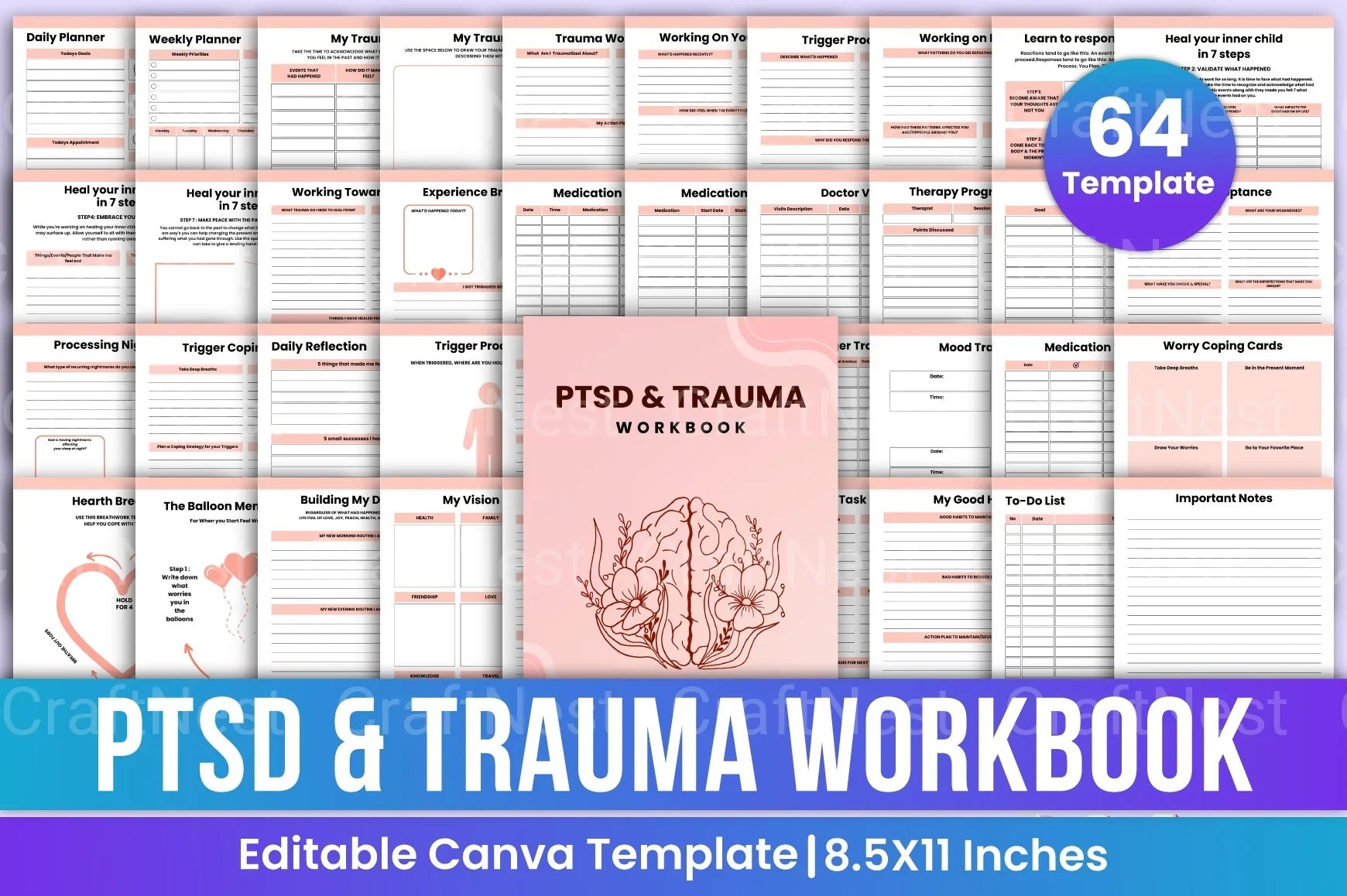 PTSD Trauma Recovery Workbook - CraftNest - Digital Crafting and Art