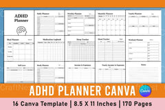 ADHD Planner Canva Template for Effective Organization - CraftNest - Digital Crafting and Art