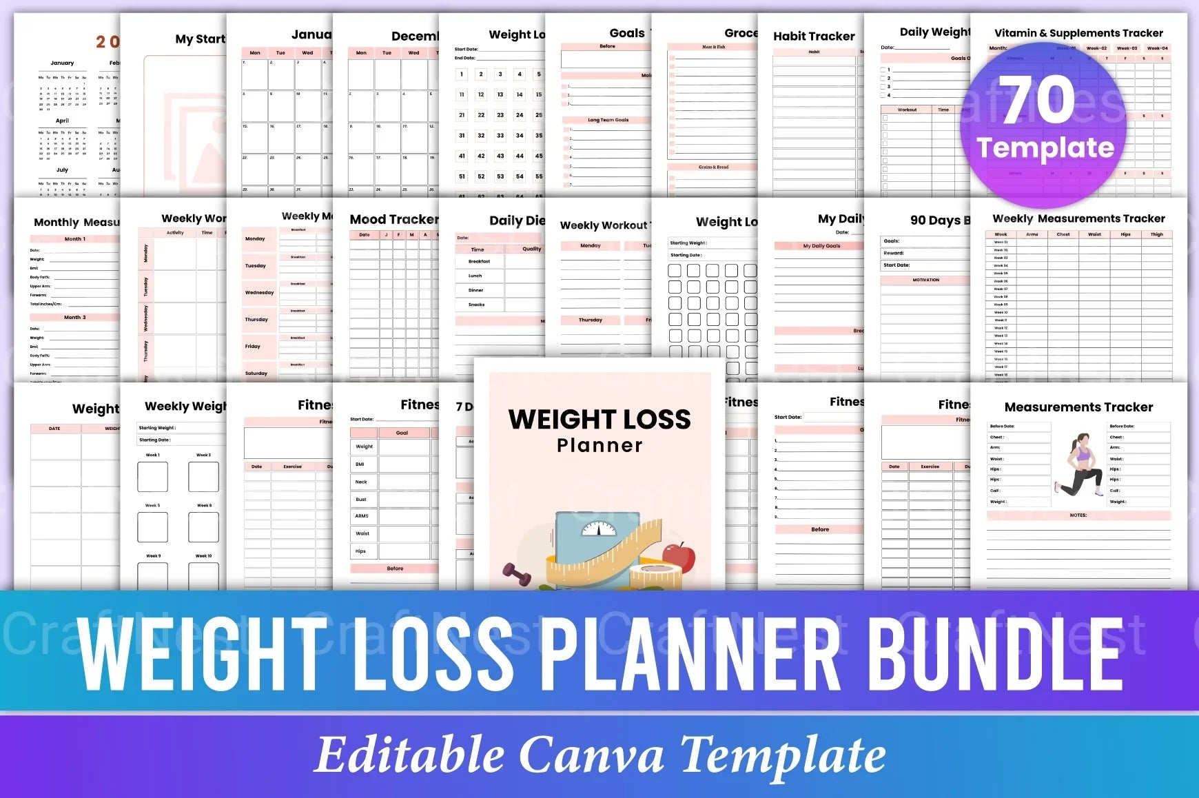 Weight Loss Planner for Effective Results - CraftNest - Digital Crafting and Art