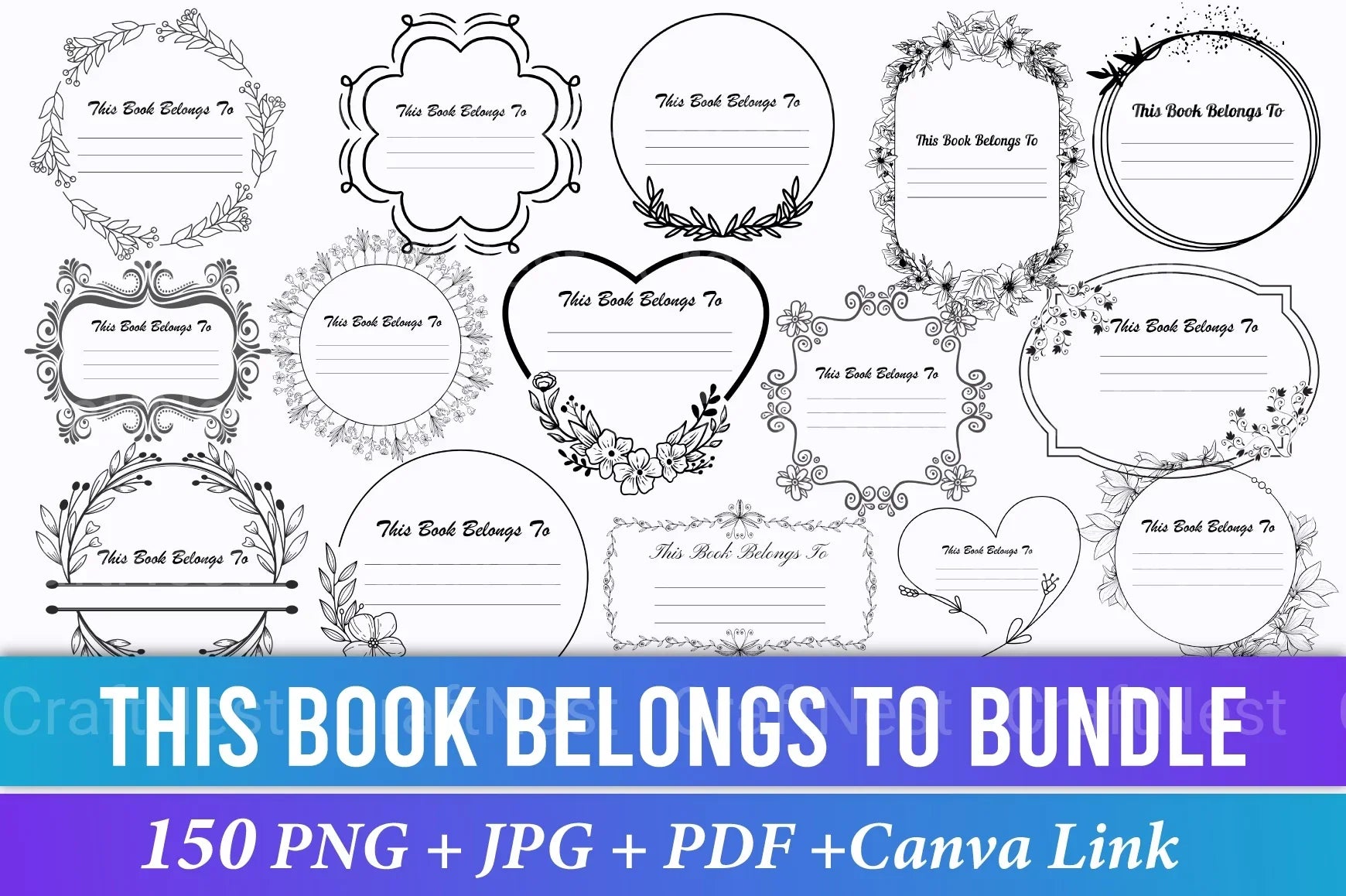 Personalized Book Ownership Label - CraftNest - Digital Crafting and Art