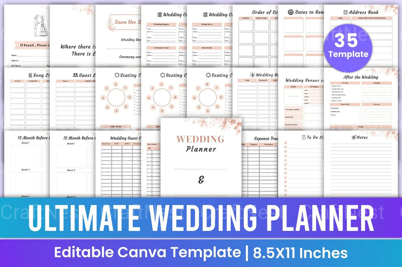 Ultimate Wedding Planner Canva Template - CraftNest - Digital Crafting and Art