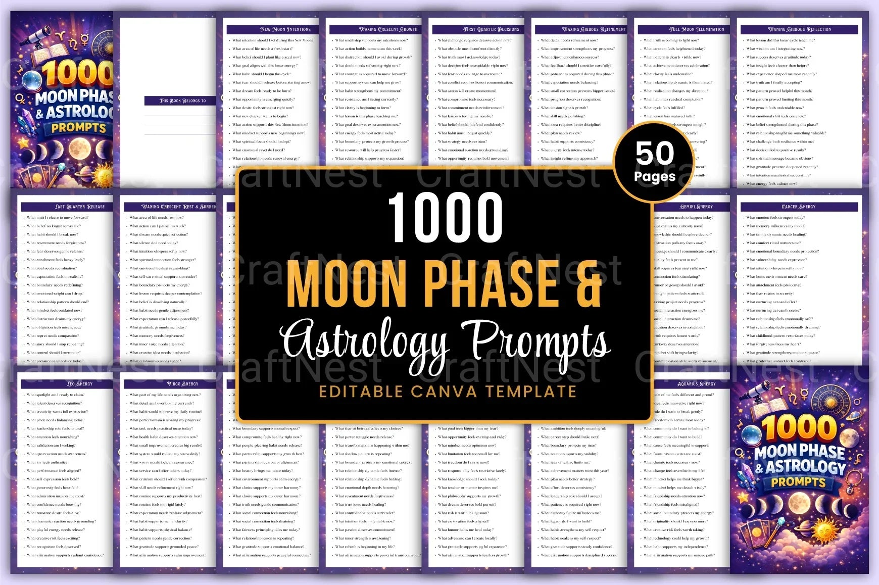 Moon Phase Astrology Prompts for Creative Inspiration - CraftNest - Digital Crafting and Art