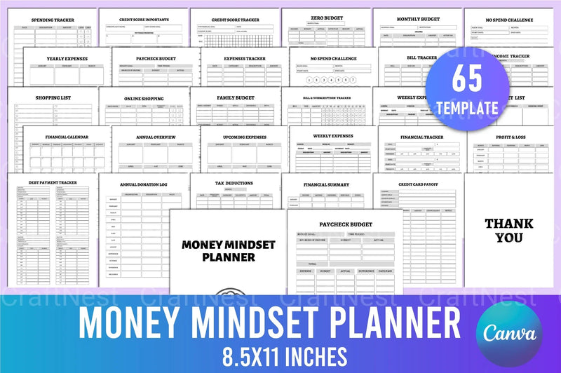 Money Mindset Planner for Financial Success - CraftNest - Digital Crafting and Art