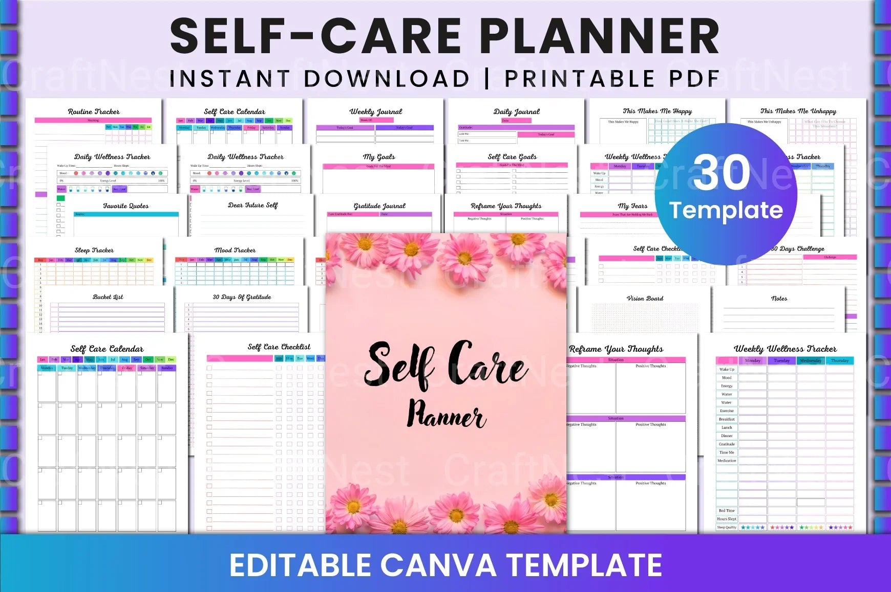 Self Care Planner for Personal Wellbeing - CraftNest - Digital Crafting and Art